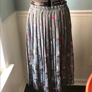 Silver pleated maxi skirt
